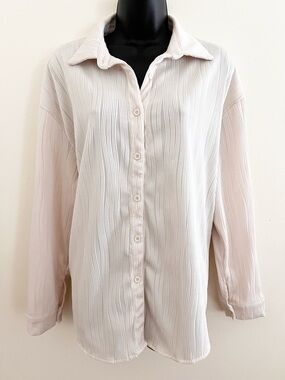 SHEIN Beige Button Down Blouse